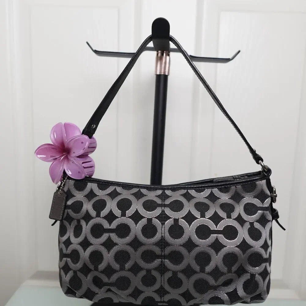 Coach Op Art Baguette Bag Black Silver Y2K